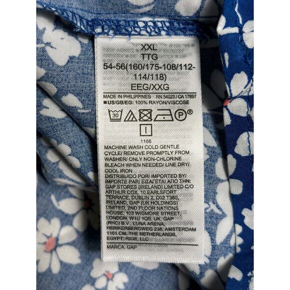GAP Factory V-Neck Dress 100% Rayon Womens Size XXL Blue Floral Short Sleeves - Picture 7 of 10